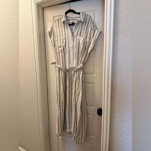 Striped White and Gray Women's Dress
